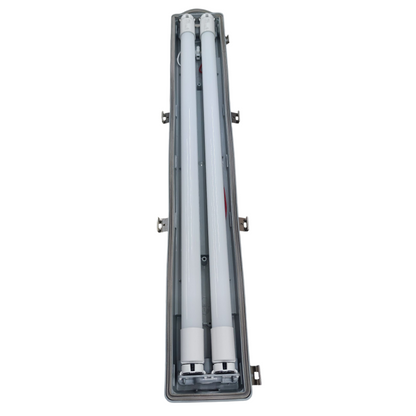 Tubular light fixture on a white background