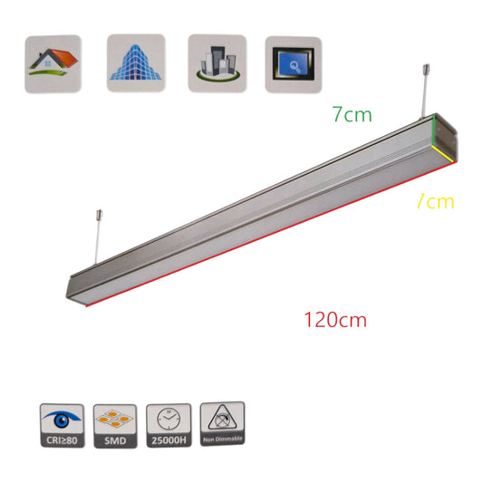 FSL 36W LED Linear Suspension Light 220V Cool White 4000K 2600 Lm Aluminum IP20 120 Beam Angle SSPL3C-36 1200mm x 70mm x 70mm Pendant Mounting Electx Electrical Supply