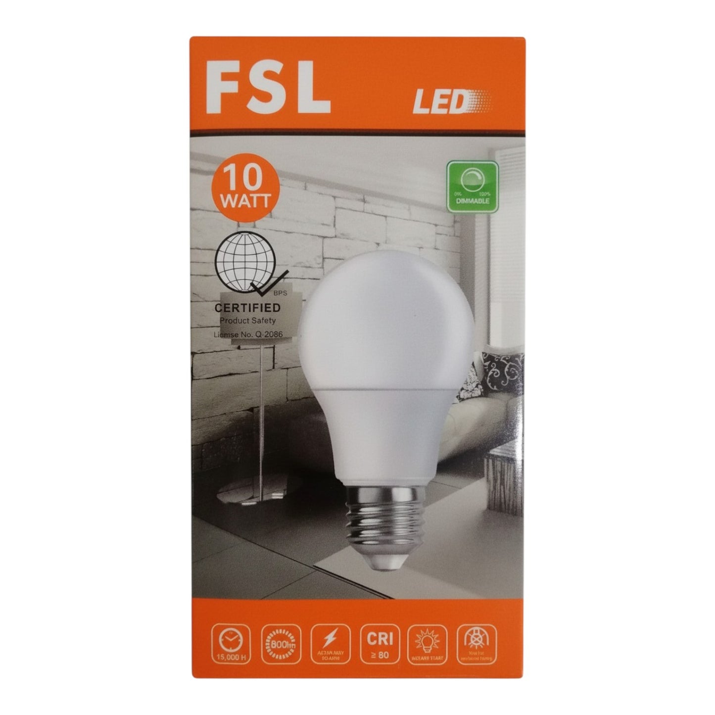 FSL Dimmable LED Bulb 10W 180-265V Warm White Lm830 BA60D-10WW Electx Electrical Supply