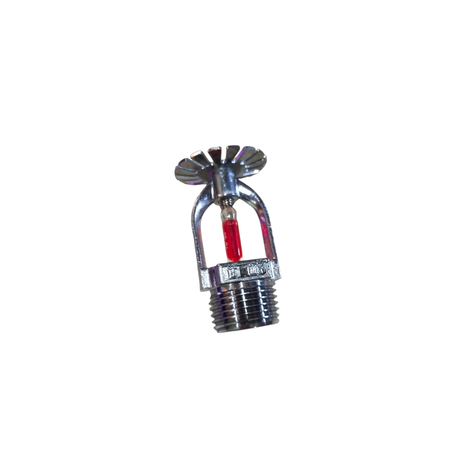 Metallic sprinkler head on a white background