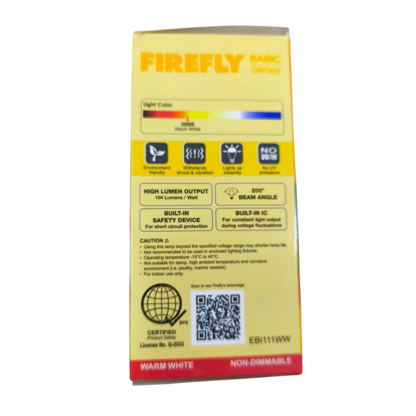 Firefly 11W LED Bulb E27 220V 3000K Warm White EBI111WW