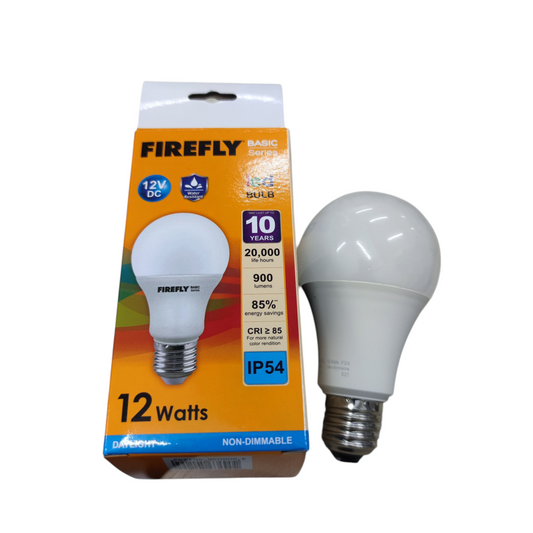 Firefly LED Bulb 12V DC 12W E27 6500K Daylight EBF412DL ( needs Battery to light up)