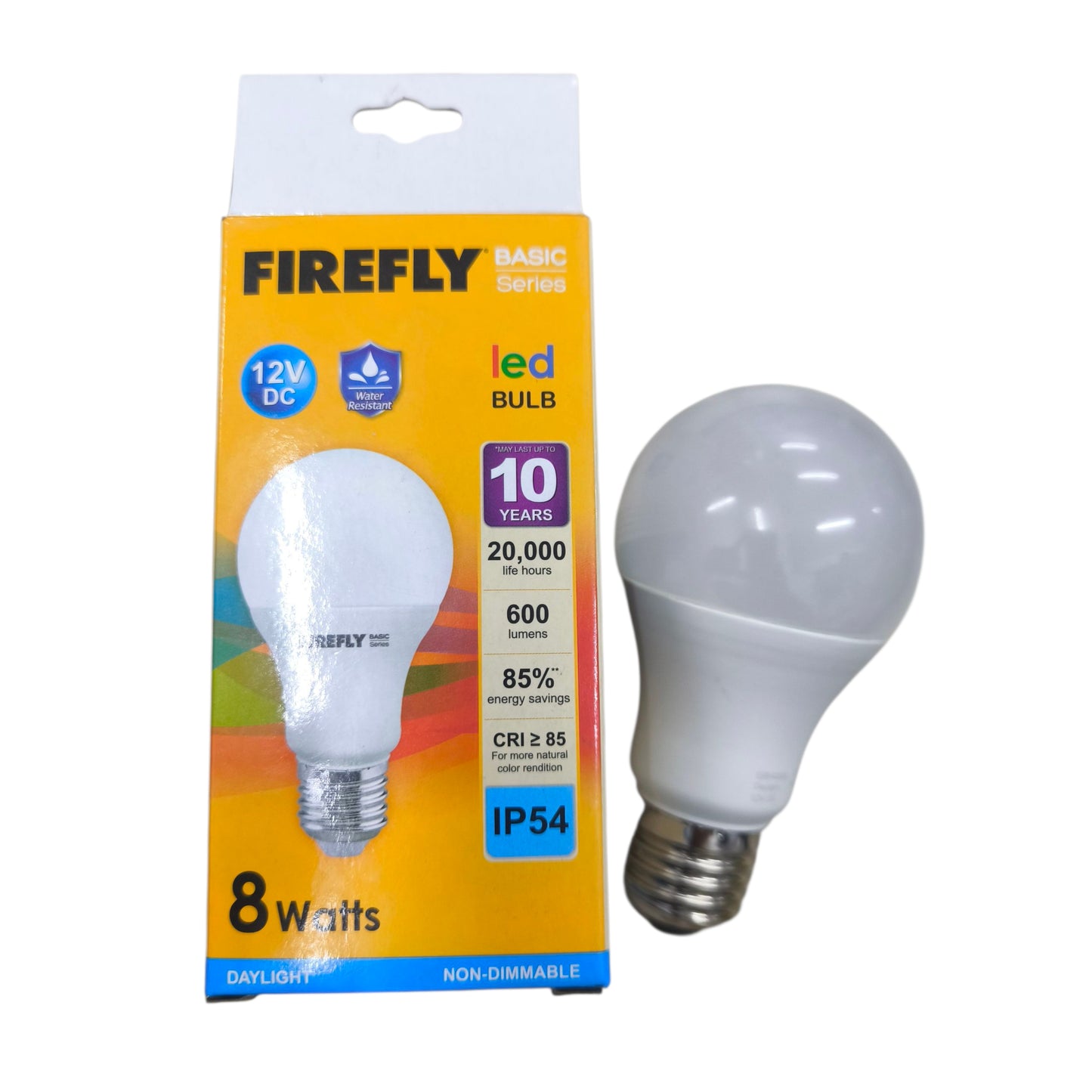 Firefly LED Bulb 12V DC 8W E27 Daylight EBF408DL ( needs Battery to light up)