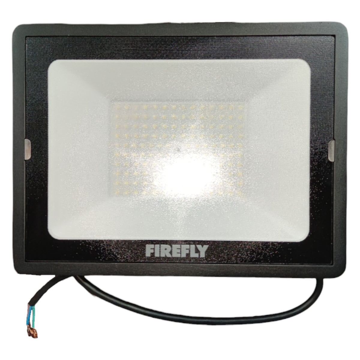Black flood light with 'Firefly' branding on a white background