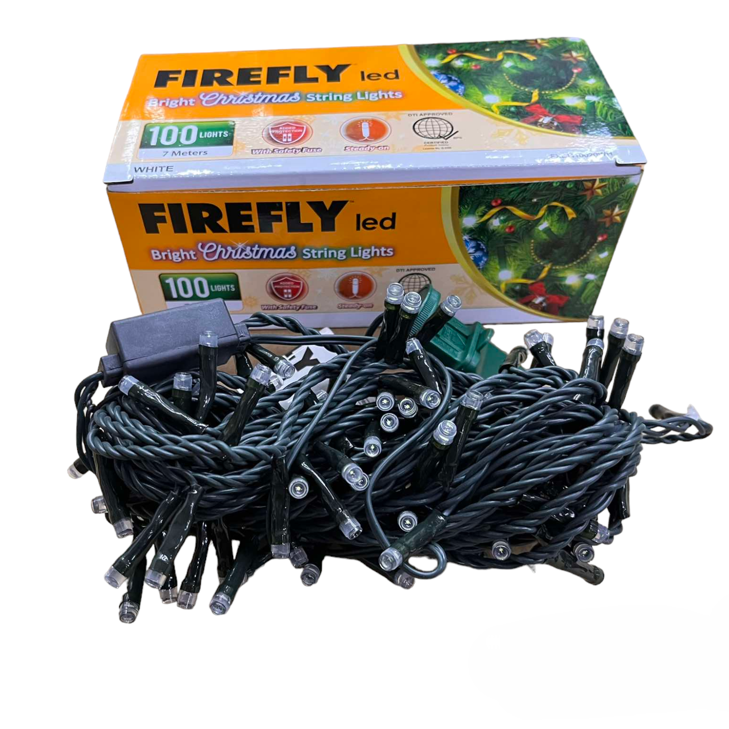 Firefly 100 LED Bulb Christmas Light Daylight 6500K 7 Meters 7W 220V Indoor Max of 20 Connection Green Wire 4 Effects Steady, Running, Blinking, Alternating FXL12100WH Electx Electrical Supply 5