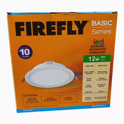 Firefly 12W LED Recessed Integrated Downlight Round Daylight 6500K 220V EDL222212DL