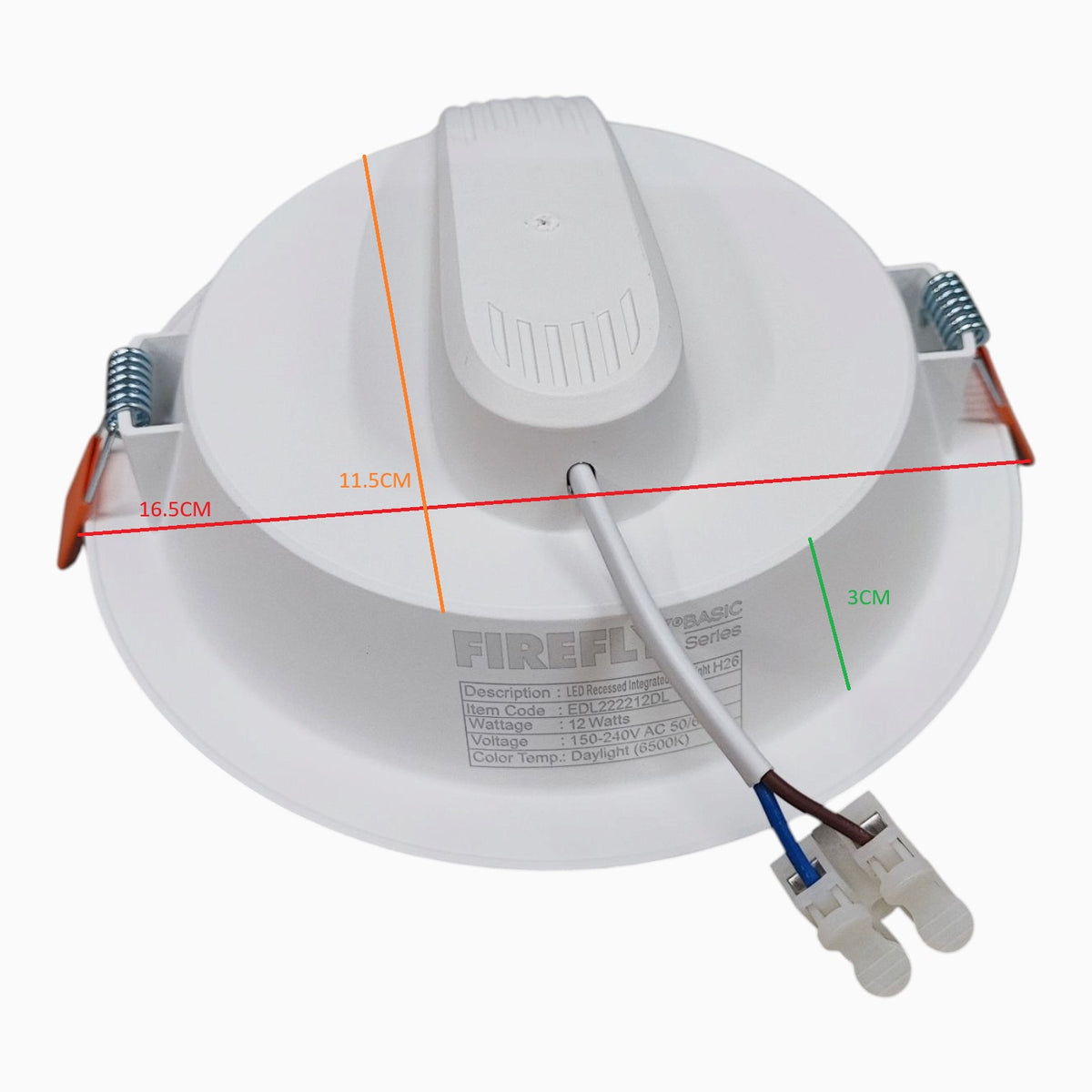 Firefly 12W LED Recessed Integrated Downlight Round Daylight 6500K 220V EDL222212DL