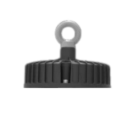 A black ribbed cylindrical mounting cap with a gray circular loop on top, isolated on a white background.