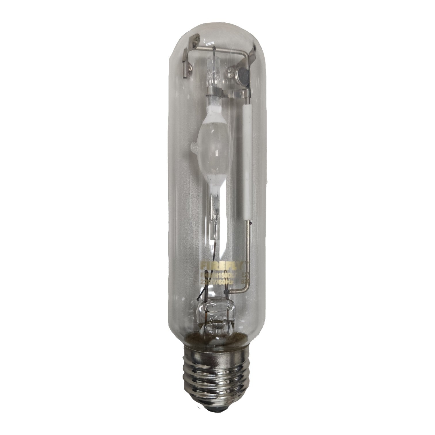 Clear industrial light bulb on a white background