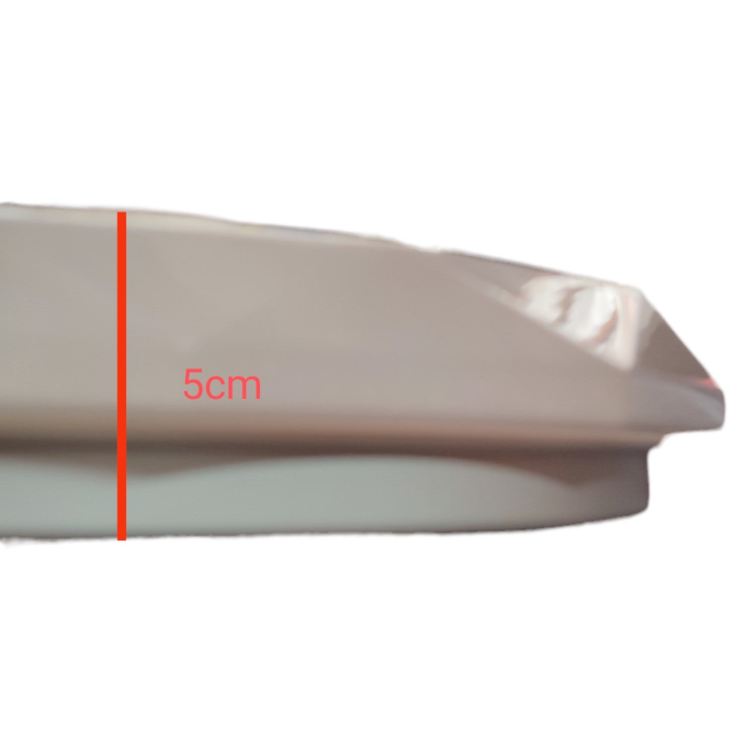 Close-up of a beige product with a red line and '5cm' label on a white background