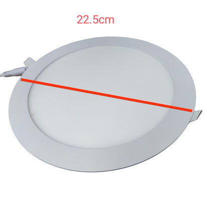 Round LED panel light with a measurement line indicating 22.5cm on a white background