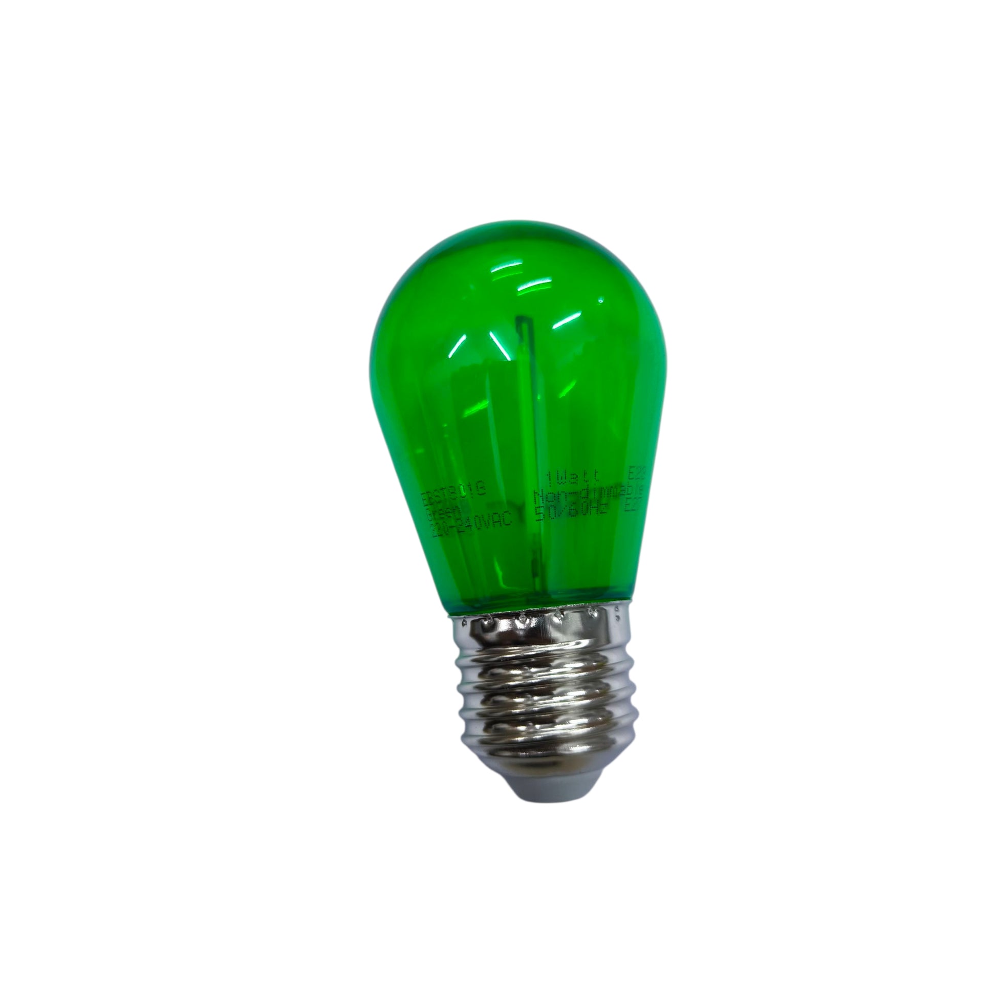 Green light bulb on a white background