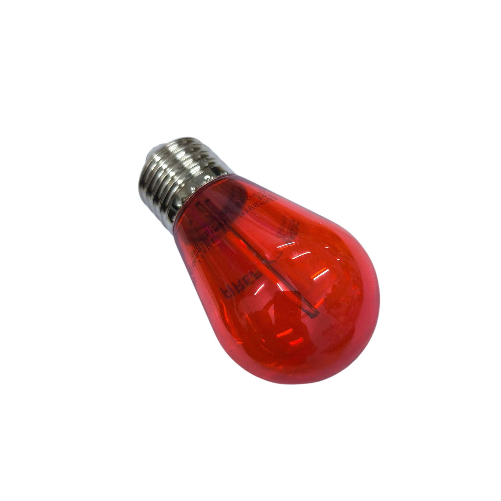 Red light bulb on a white background