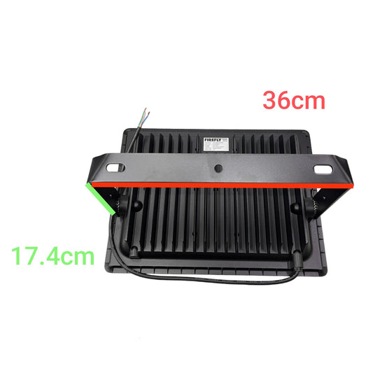 Black rectangular component with measurements on a white background