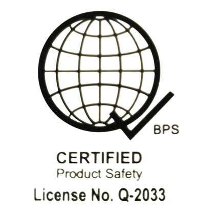 Certified Product Safety logo with a globe and text on a white background