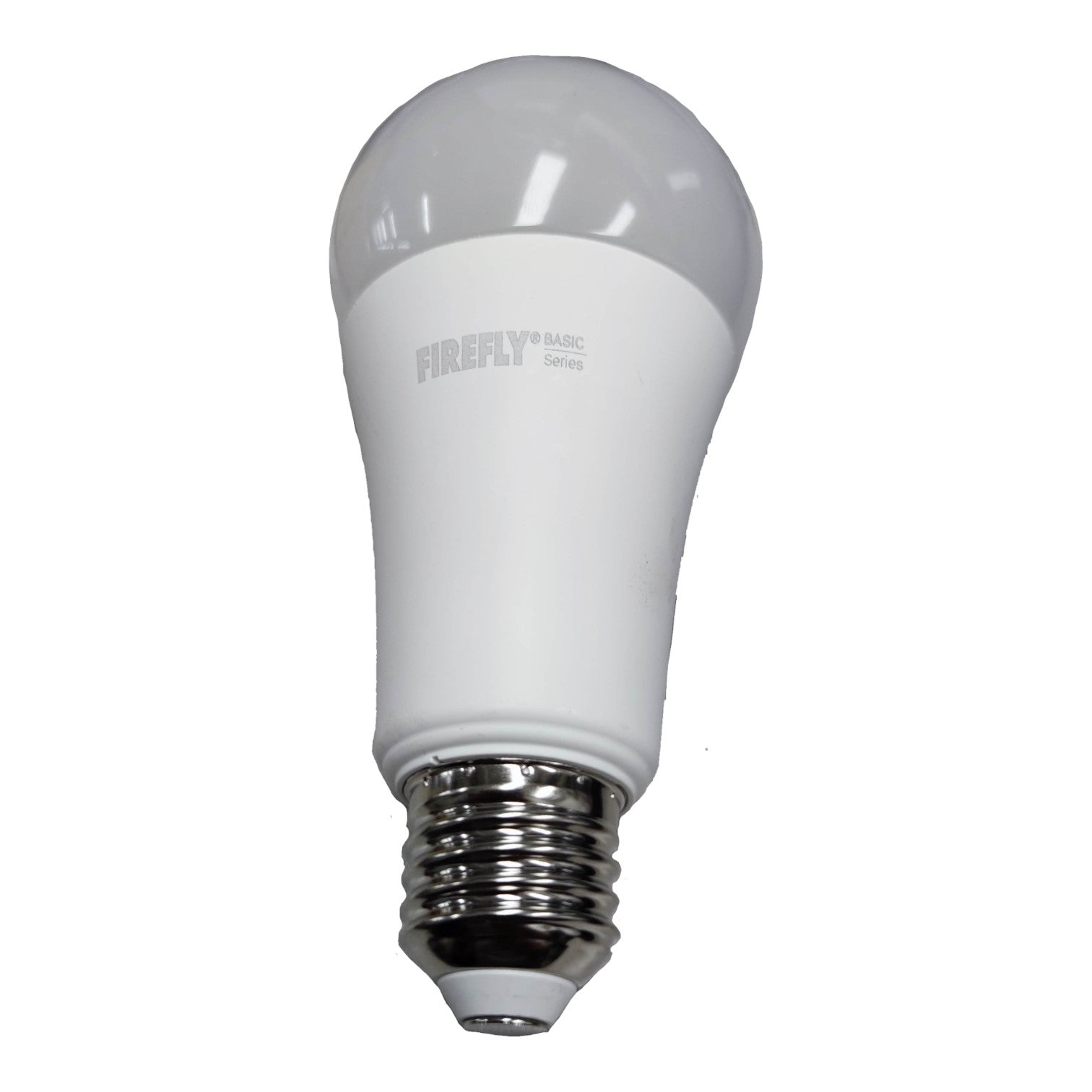 White LED light bulb with visible branding on a white background