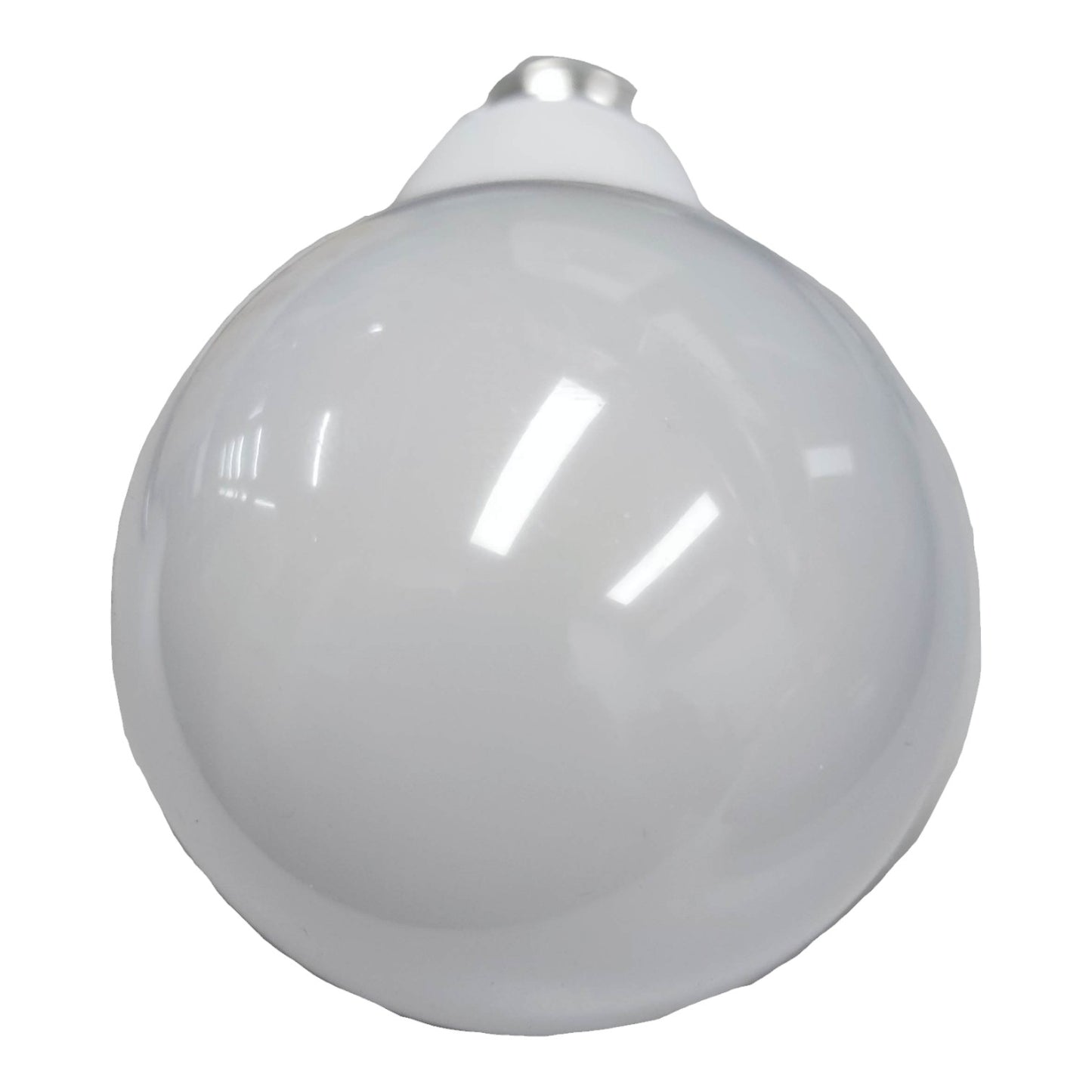 White spherical light fixture on a white background