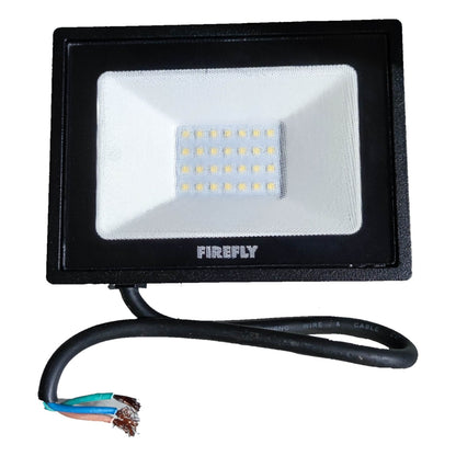 LED flood light with 'Firefly' branding on a white background