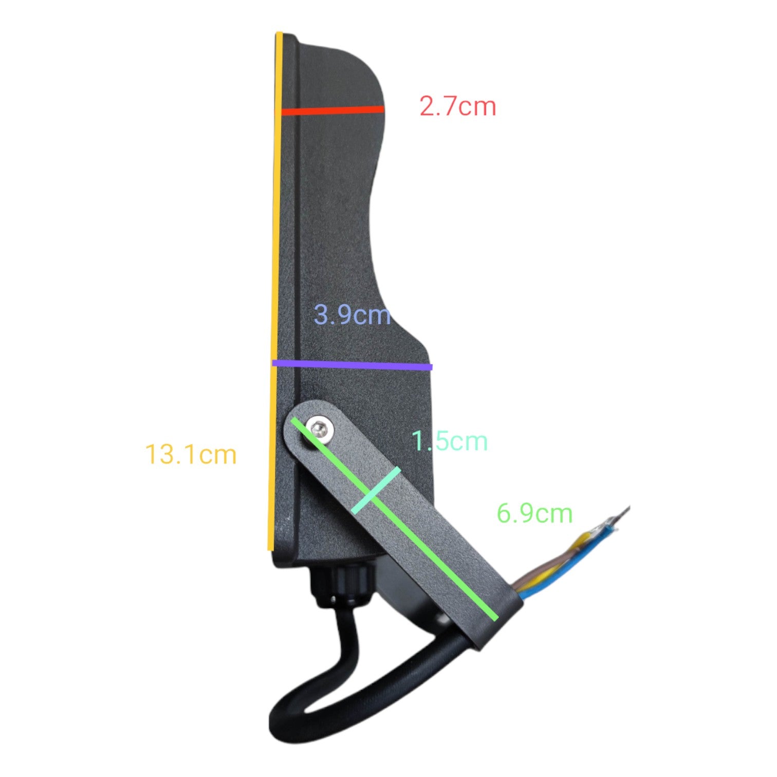 Measurement details of a fishing hook on a white background