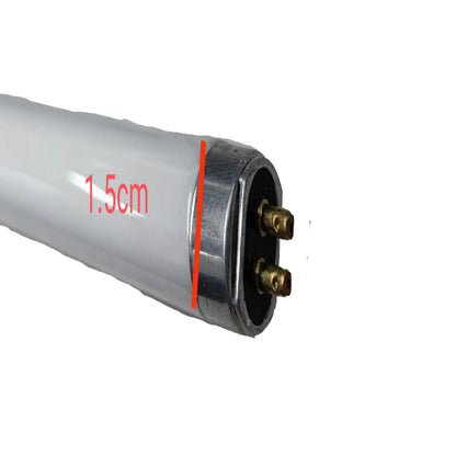 Close-up view of Firefly 21W T5 fluorescent tube end with two prongs for easy installation