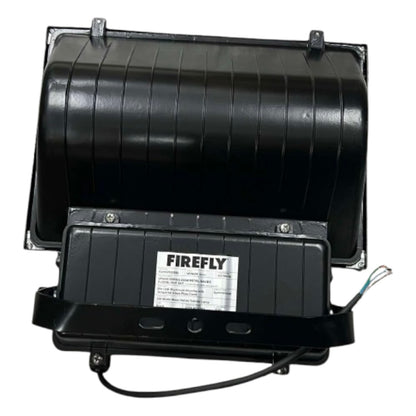 Black fan with 'Firefly' branding on a white background