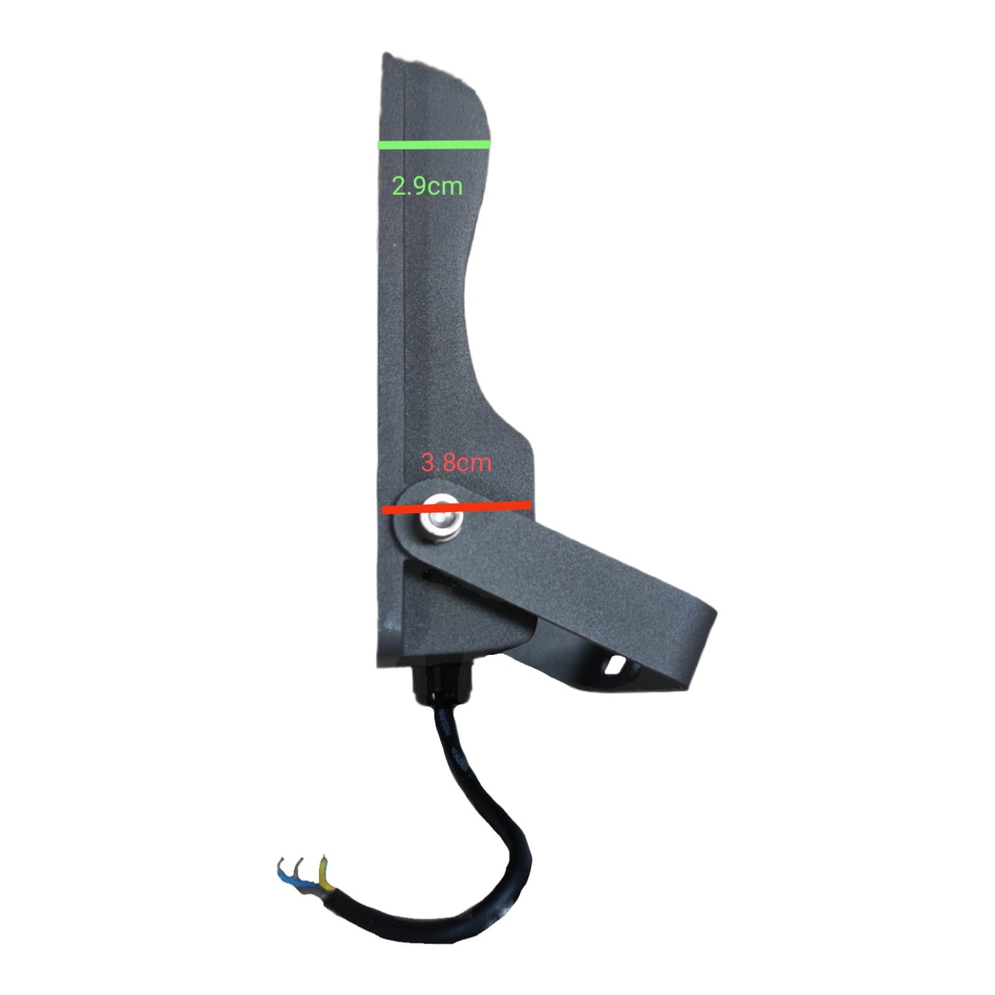 Black bowstring with measurements on a white background