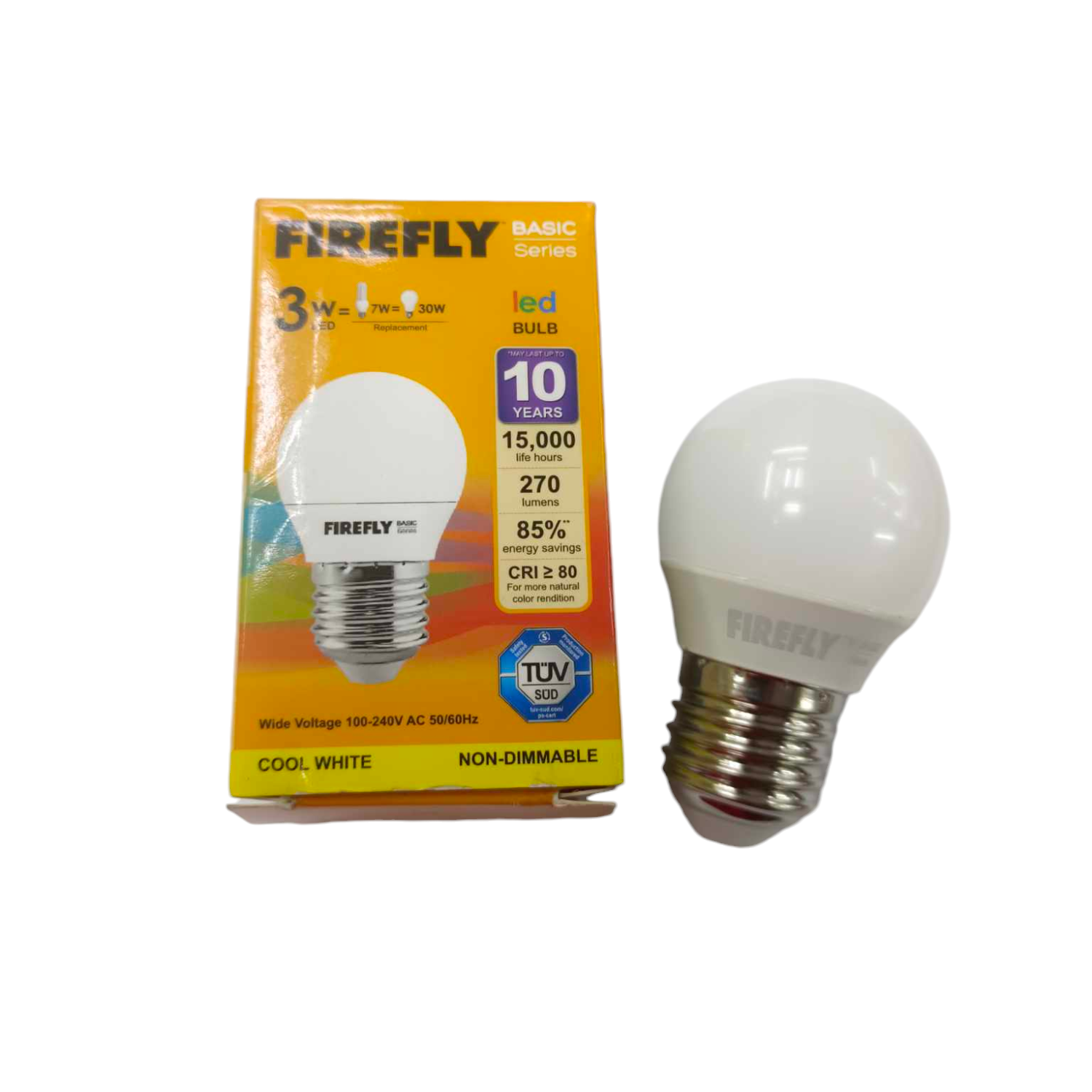 Firefly 3W LED Bulb E27 220V Cool White 4000K EBI103CW