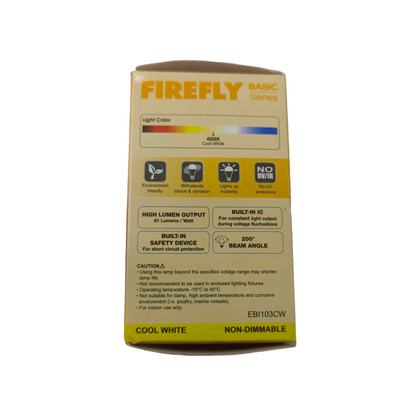 Firefly 3W LED Bulb E27 220V Cool White 4000K EBI103CW Electx Electrical Supply 3