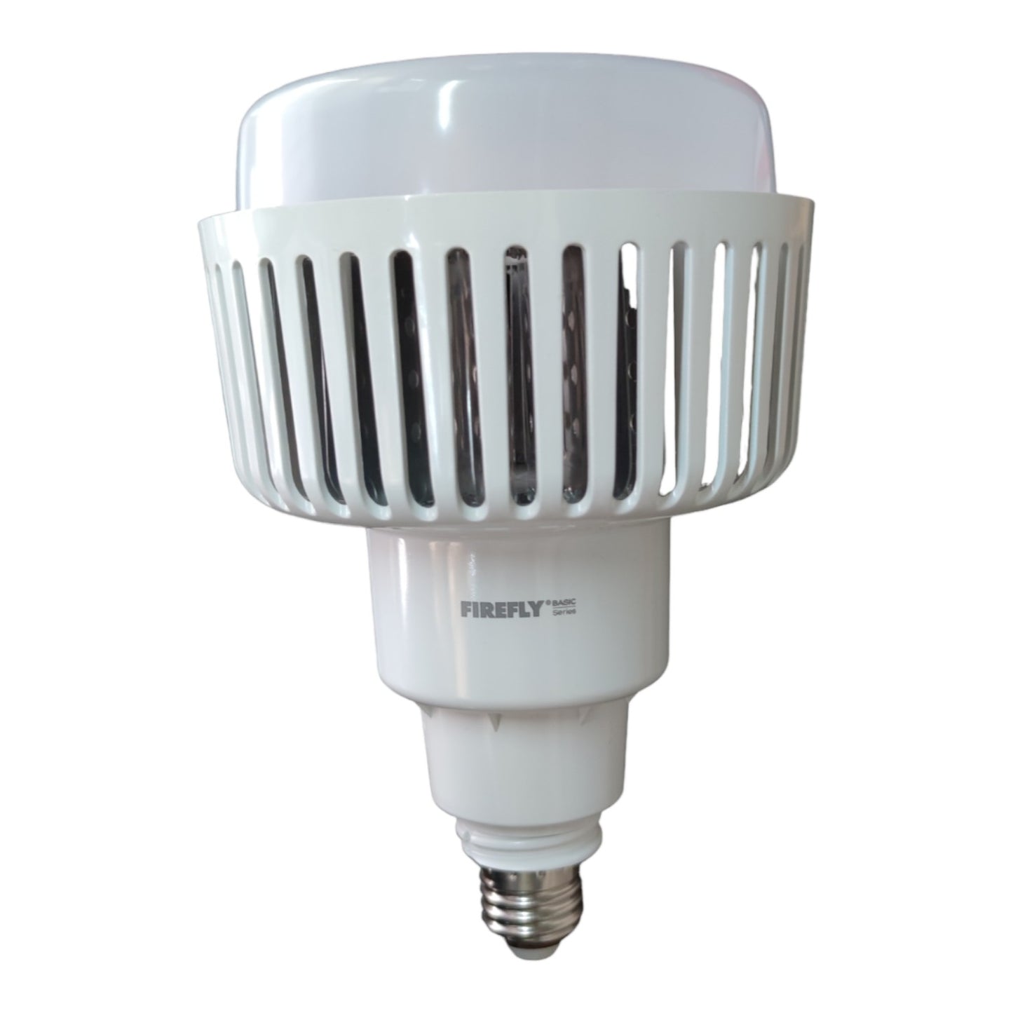 A white Firefly LED light bulb with a ribbed cylindrical body and a silver screw base, shown against a plain white background.