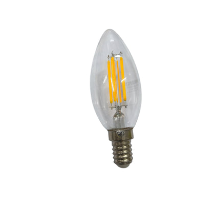 Clear LED light bulb on a white background Firefly 4W LED Bulb Candle Filament Type E14 3000K Warm White 220V EBC904WW Electx Electrical Supply