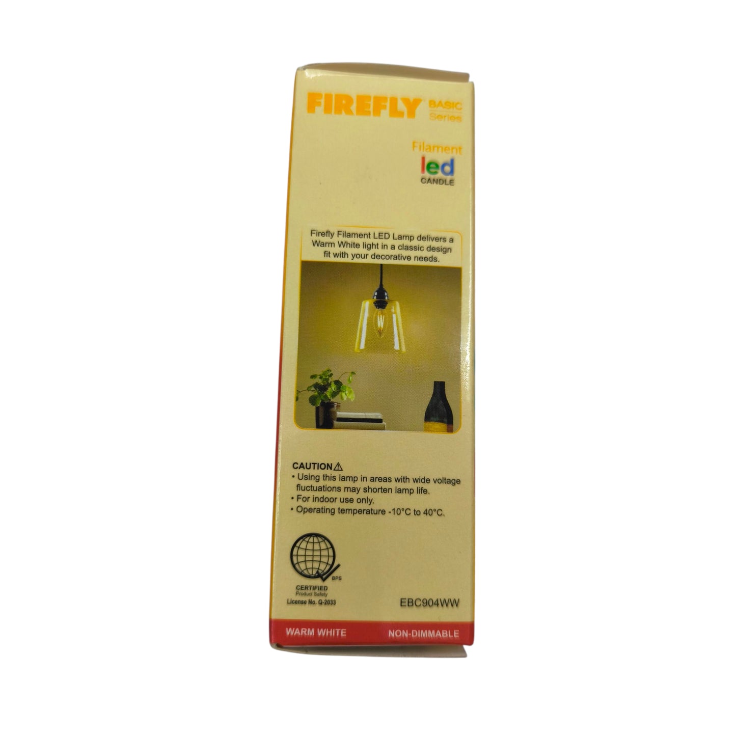 Firefly LED lamp packaging on a white background Firefly 4W LED Bulb Candle Filament Type E14 3000K Warm White 220V EBC904WW Electx Electrical Supply