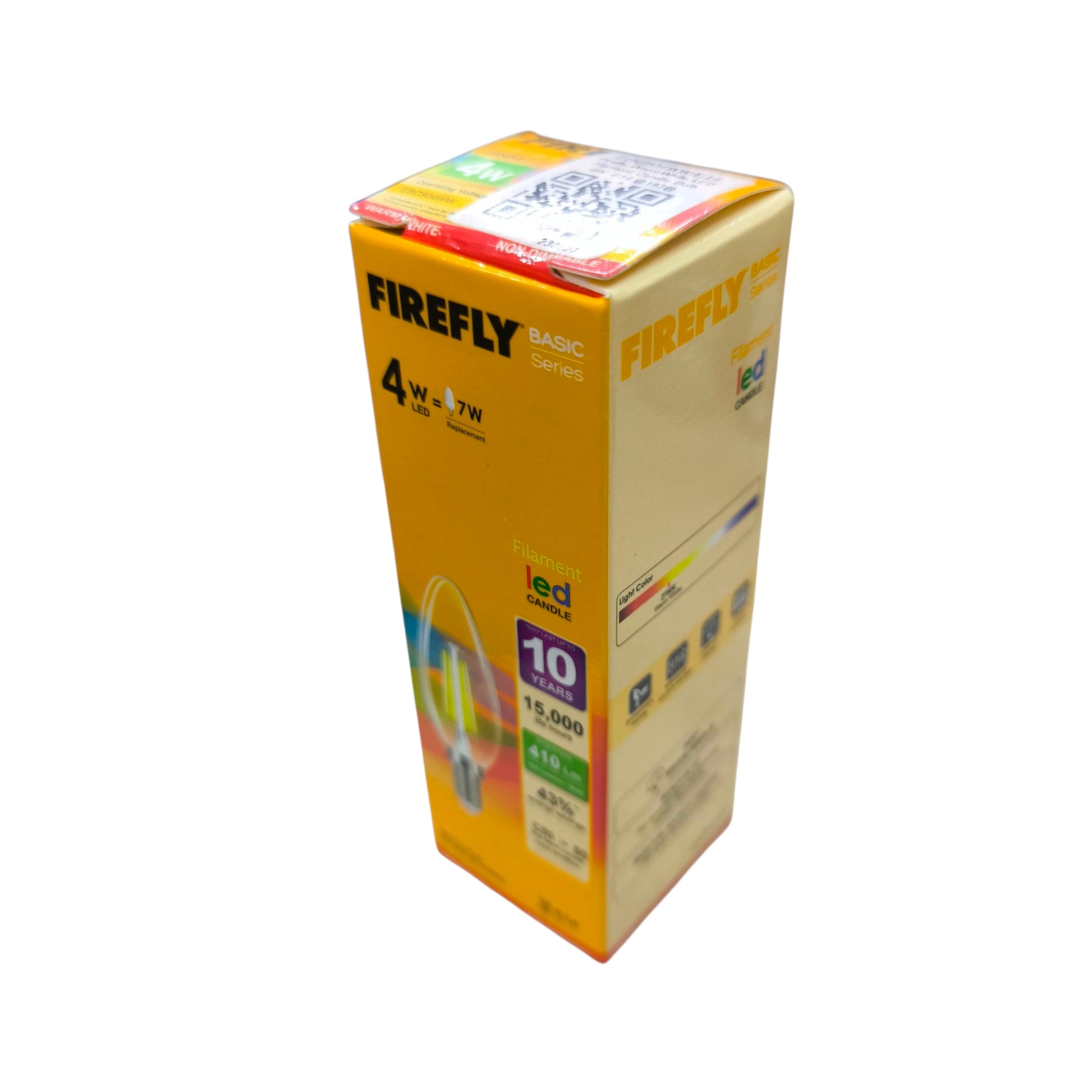 Firefly LED bulb packaging on a white background Firefly 4W LED Bulb Candle Filament Type E14 3000K Warm White 220V EBC904WW Electx Electrical Supply
