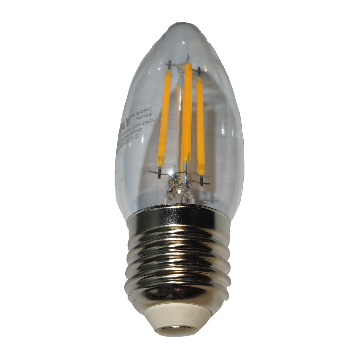 Clear LED light bulb on a white background