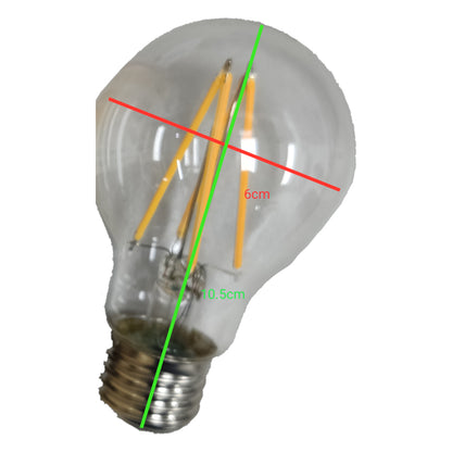 Light bulb with measurements marked on a white background