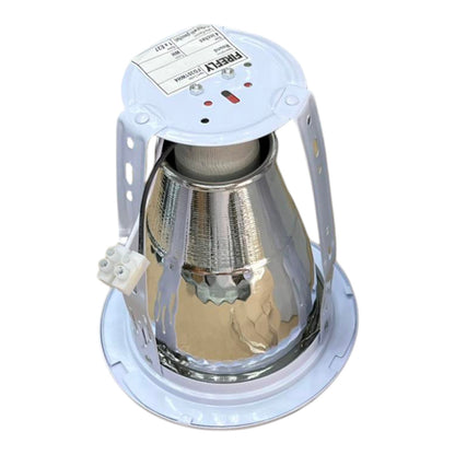Light bulb socket with reflective interior on a white background