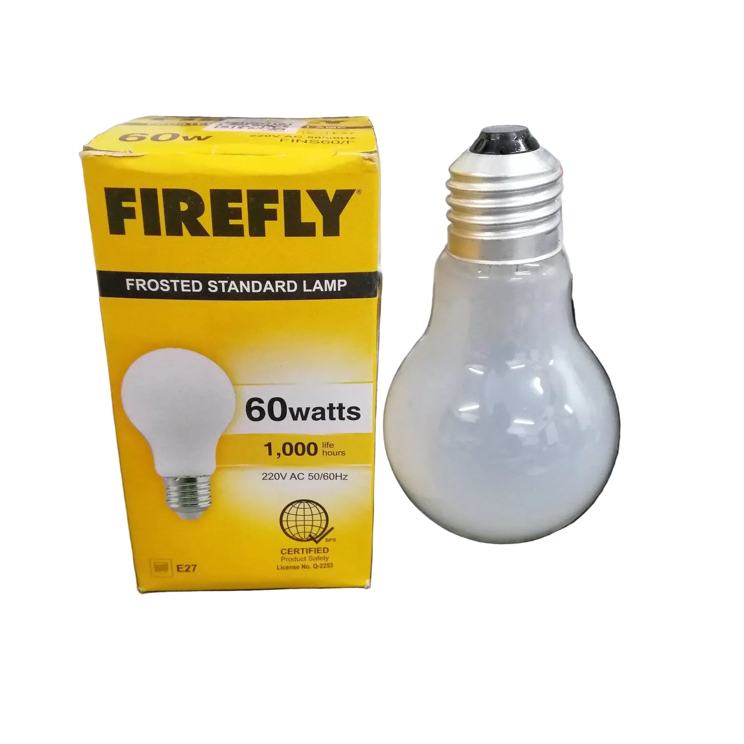 Firefly 60W Incandescent Bulb Warm White 220V E27 Frosted Standard Lamp FINS60/F Eectx Electrical I