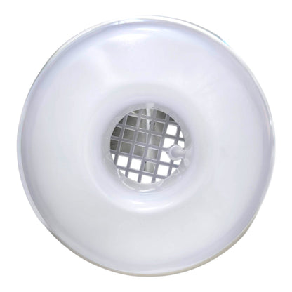 A white circular plastic diffuser or vent with a central grid opening, shown against a plain white background.