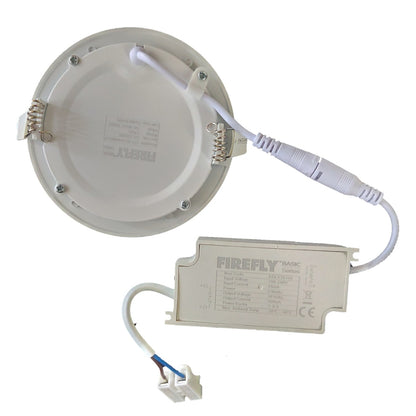 Light fixture with wiring and a separate control unit on a white background