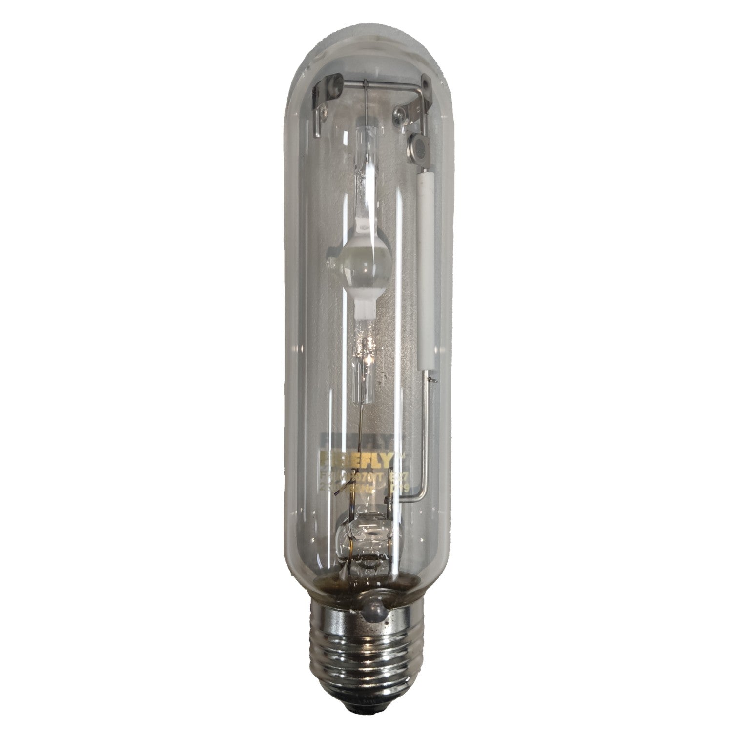 Clear industrial light bulb on a white background