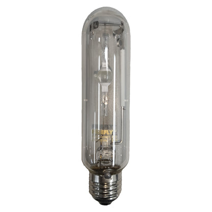 Clear industrial light bulb on a white background