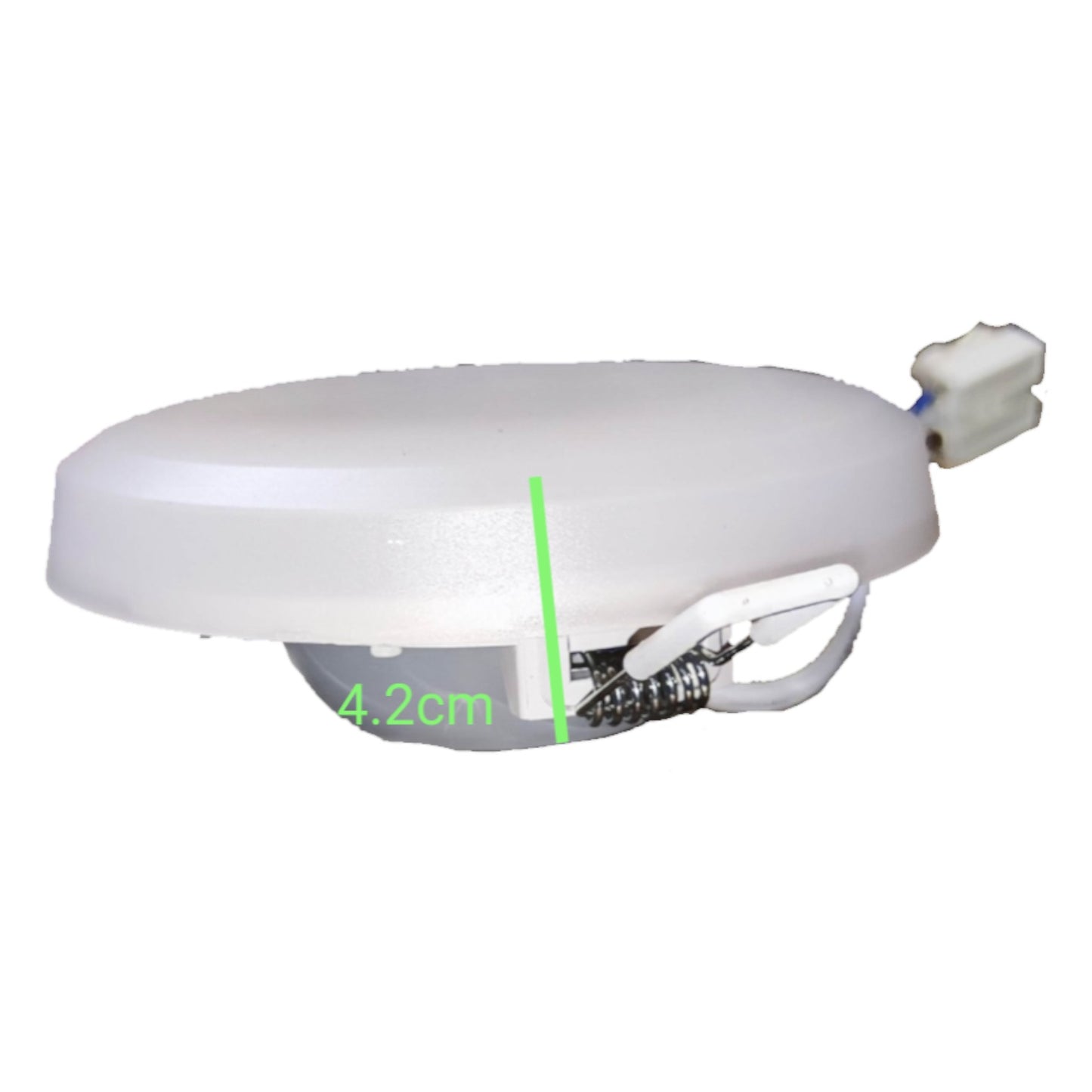 White electronic device with measurement label on a white background