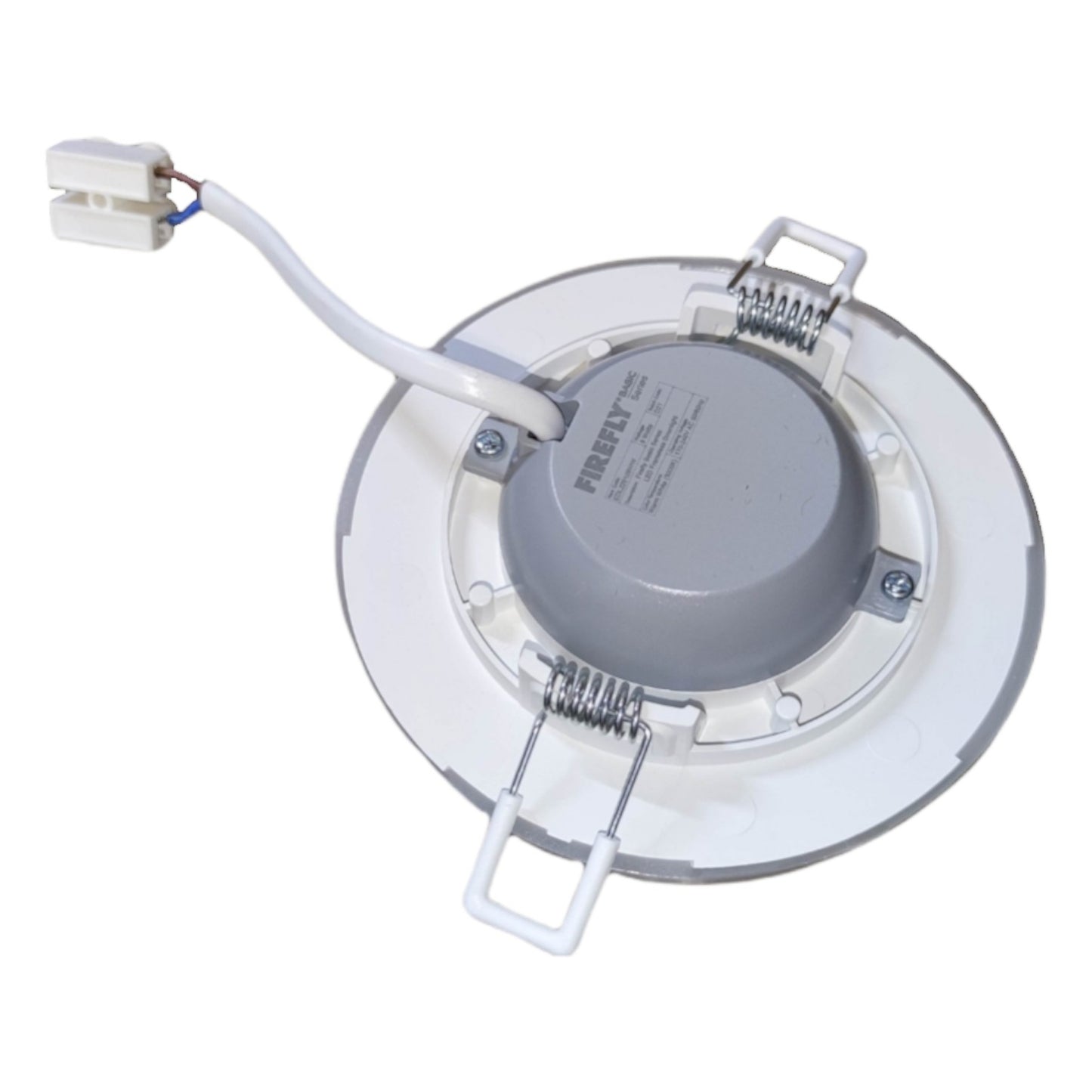 Ceiling light fixture with wiring on a white background