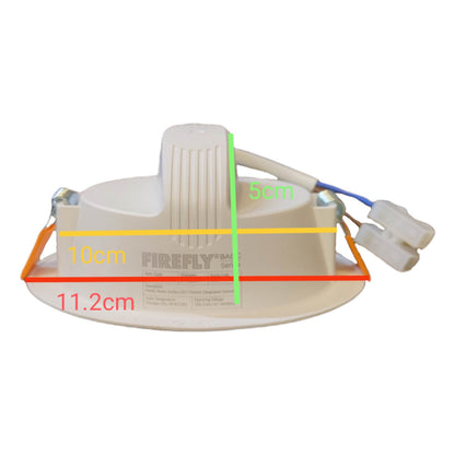 Ceiling light fixture with measurements on a white background