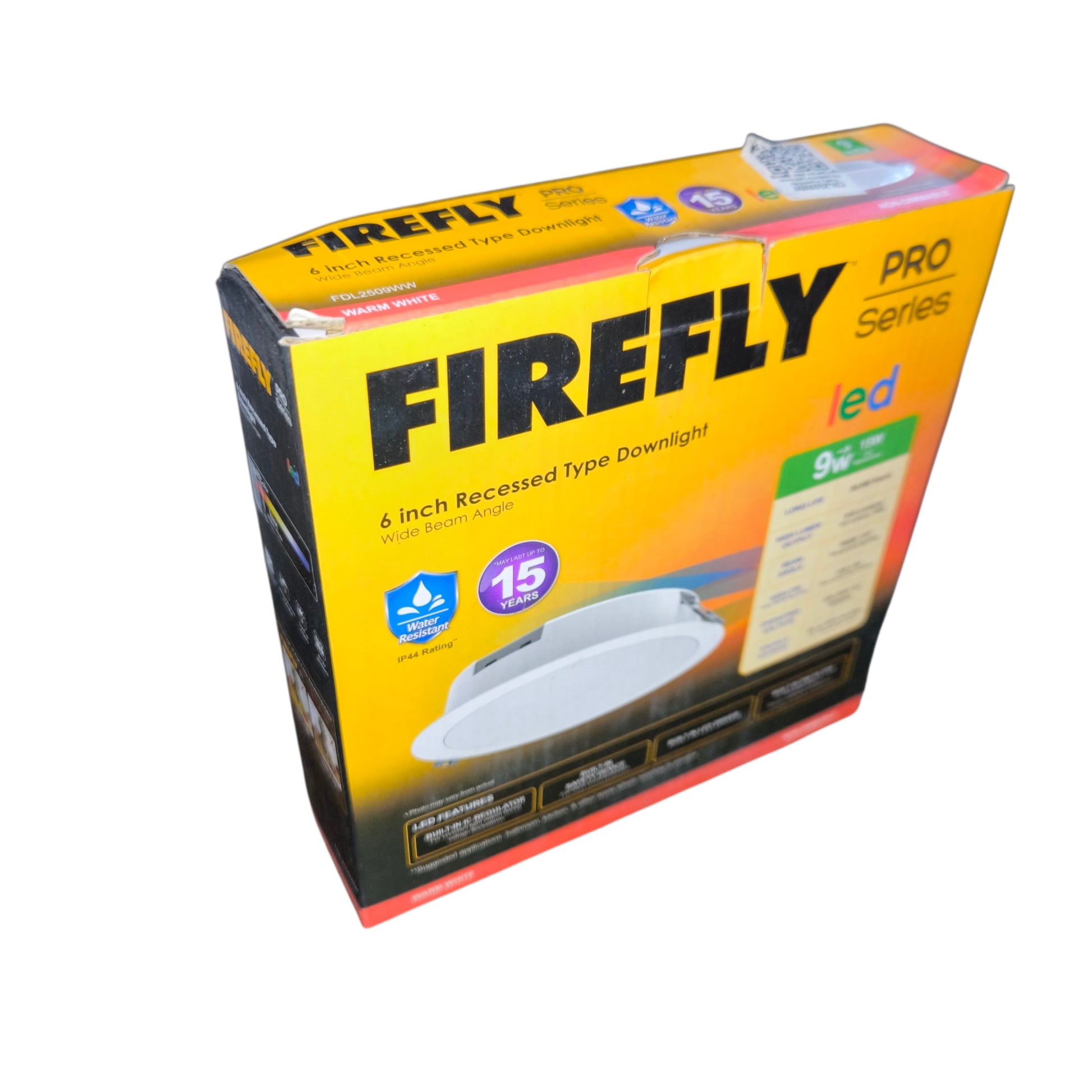 Firefly 9W LED Downlight Pro Series IP44 Rating Water Resistant 220VAC Warm White 3000K FDL2509WW Electx Electrical Supply