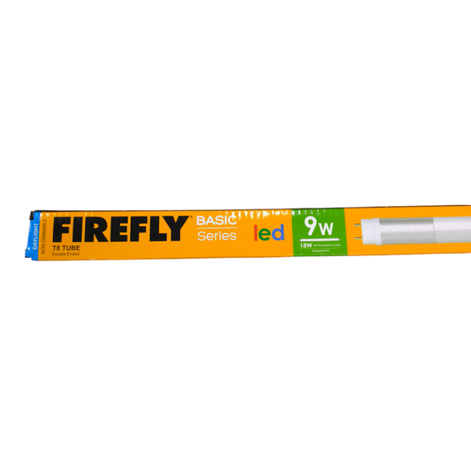 Firefly LED tube light packaging on a white background Firefly 9W LED Fluorescent Tube Daylight 6500K Double Ended 220V EFS04T8DL09 Electx Electrical Supply