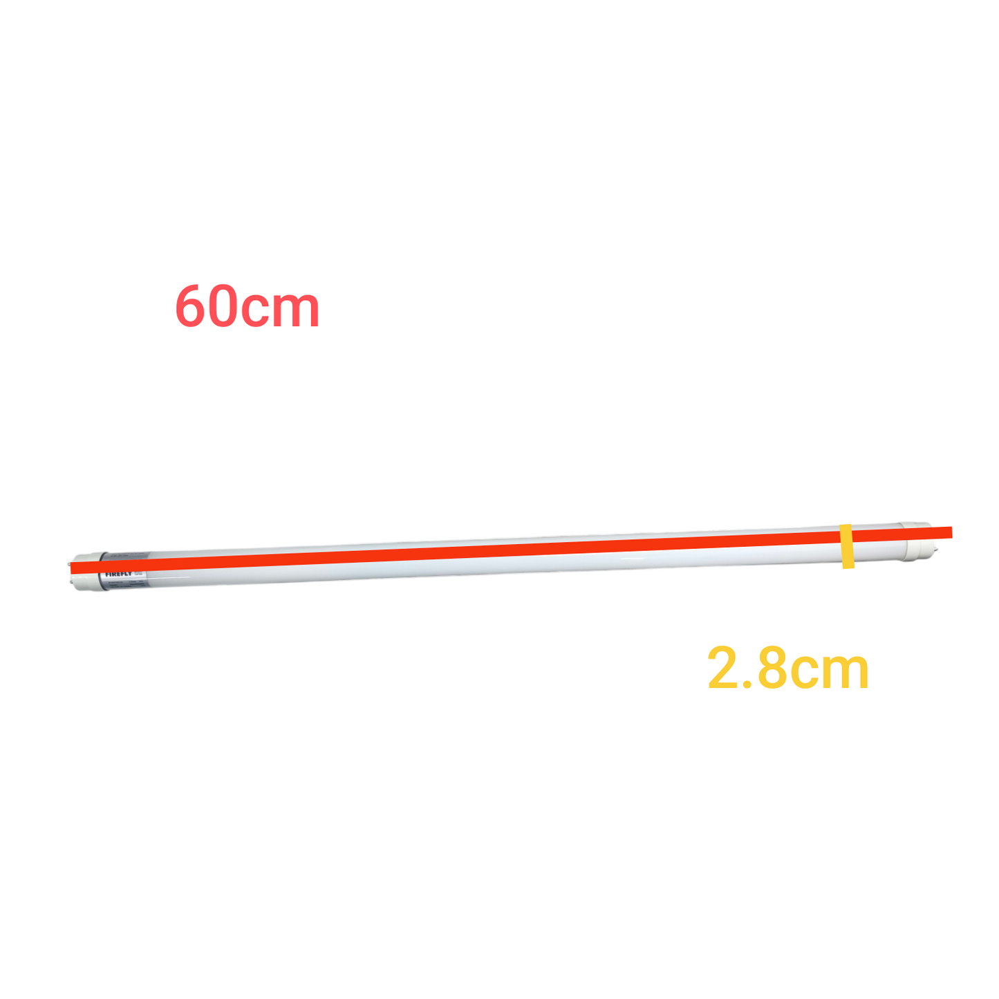 Measurement stick with red and white sections on a white background Firefly 9W LED Fluorescent Tube Daylight 6500K Double Ended 220V EFS04T8DL09 Electx Electrical Supply