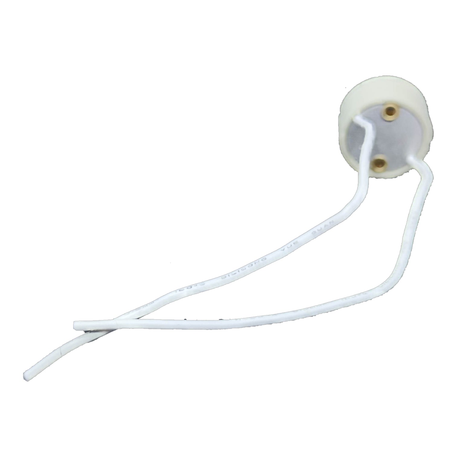 White light bulb socket with a cable on a white background