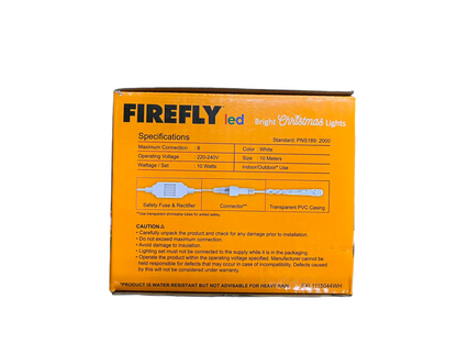 Firefly LED Christmas Light / String Light 150 LED Light Bulbs 10 Meters Steady only Warm White Transparent White Wire ( Indoor/ Outdoor use ) FXL1115044WW Electx