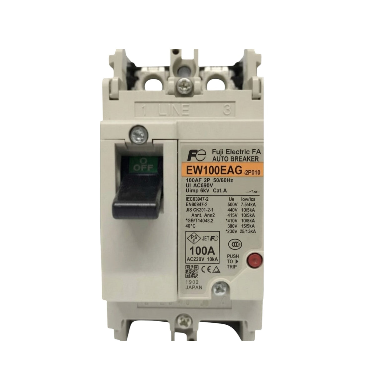 An ANAX electric contact breaker (E.L. Breaker) model EW50AAG, 40A, 380V, shown against a plain white background.