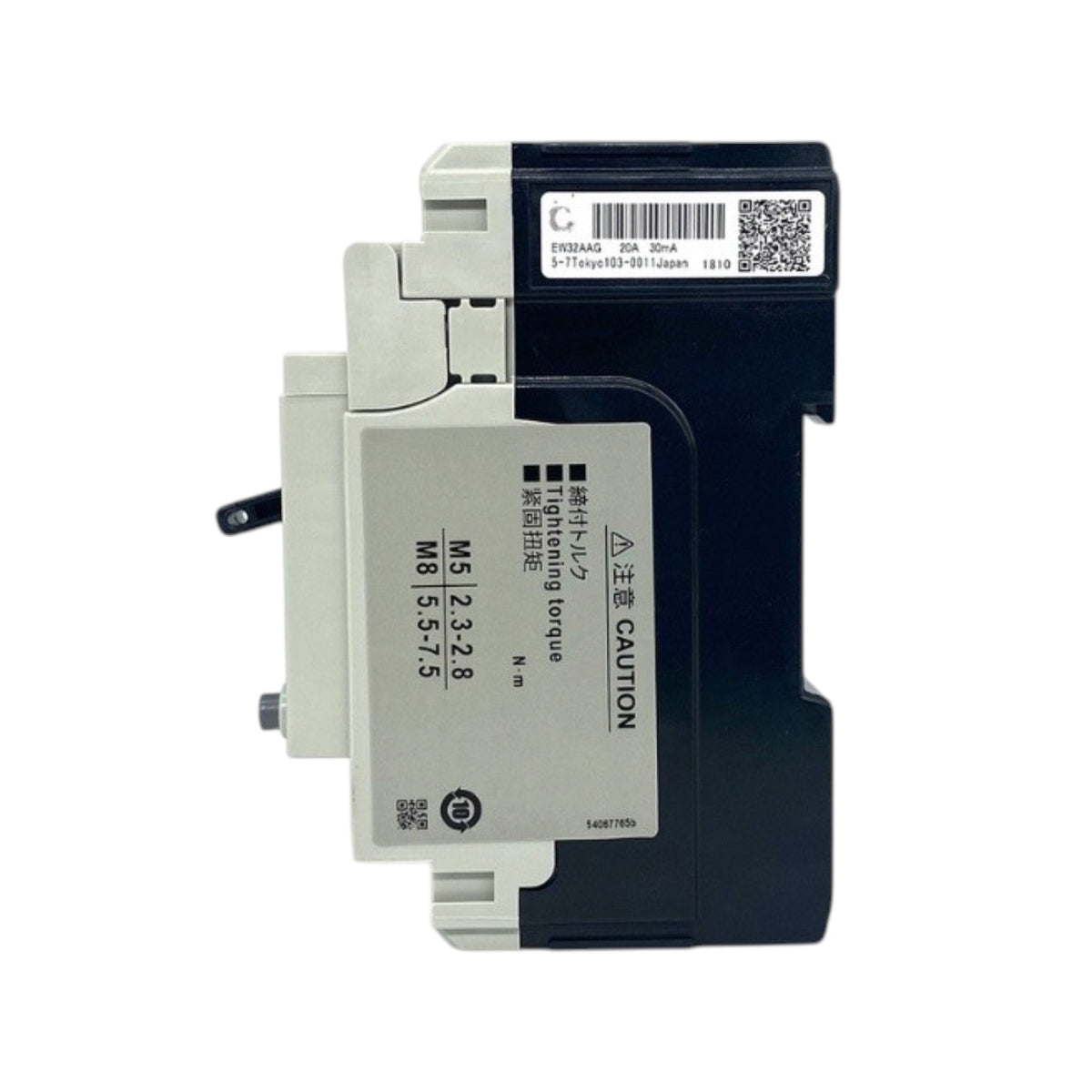 A Siemens industrial electrical component, specifically a torque switch (model 6DD6020-1CB01), featuring a black plastic housing, a white side cover, and a white label with Japanese text, a barcode, and a QR code.